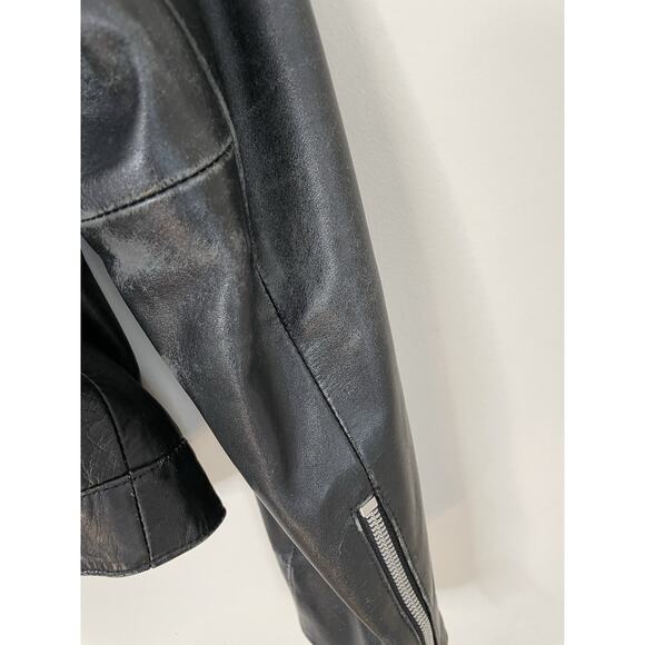 VTG 70s Excelled Black Leather Motorcycle Moto Biker Jacket Punk Rocker Women M - Picture 14 of 16